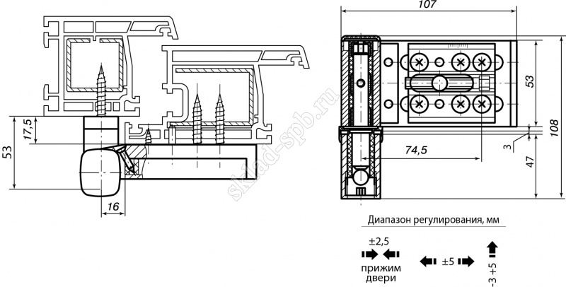 Петля дверная  CTH-1602 (7016)
